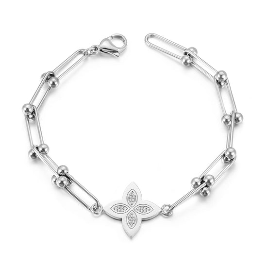Stainless steel buckle flower bracelet-NSB1830STWGZD