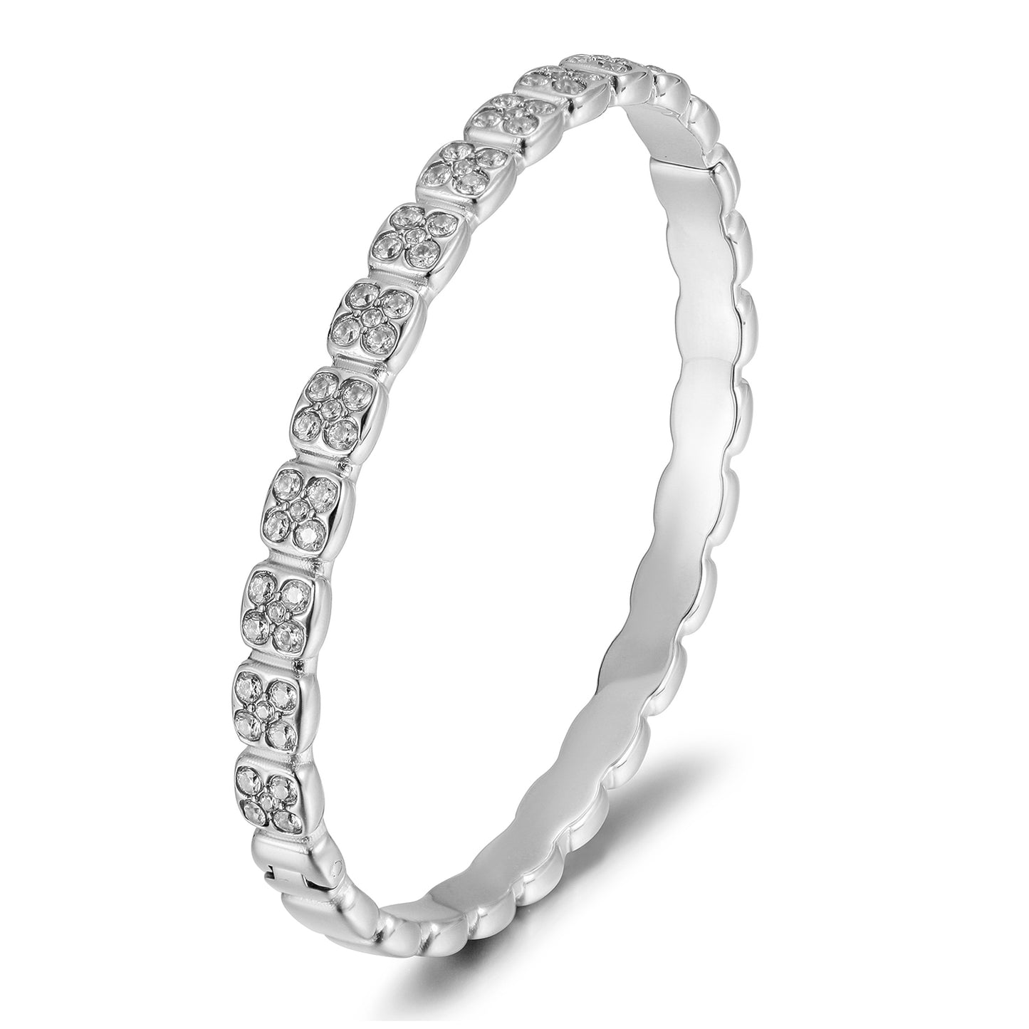 Round Flower Full Diamond Bracelet-NSB1851ST