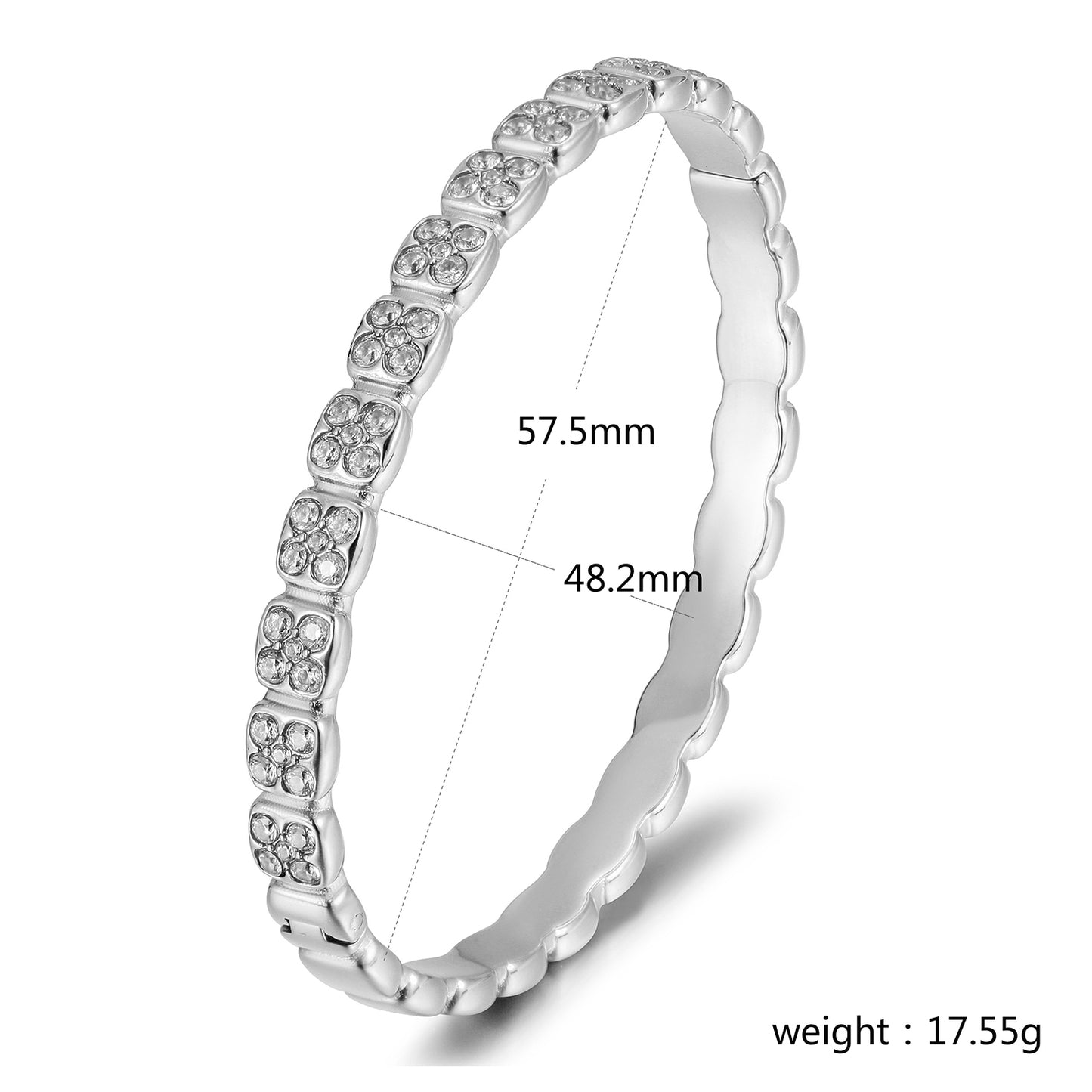 Round Flower Full Diamond Bracelet-NSB1851ST