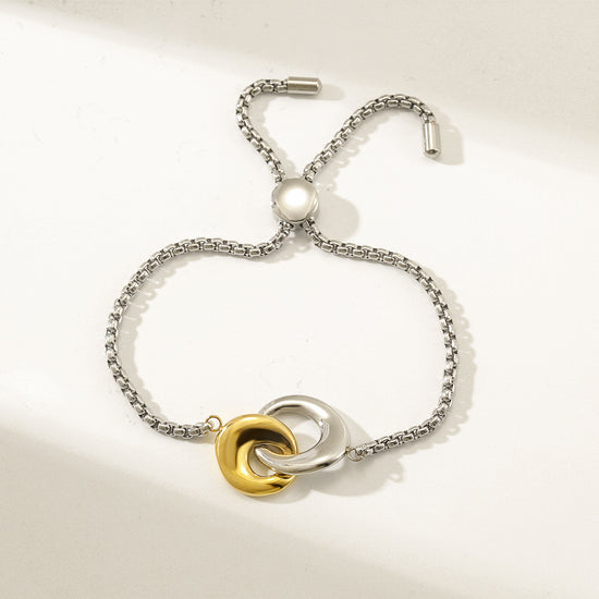 Two Tone Linked Circle Bracelet