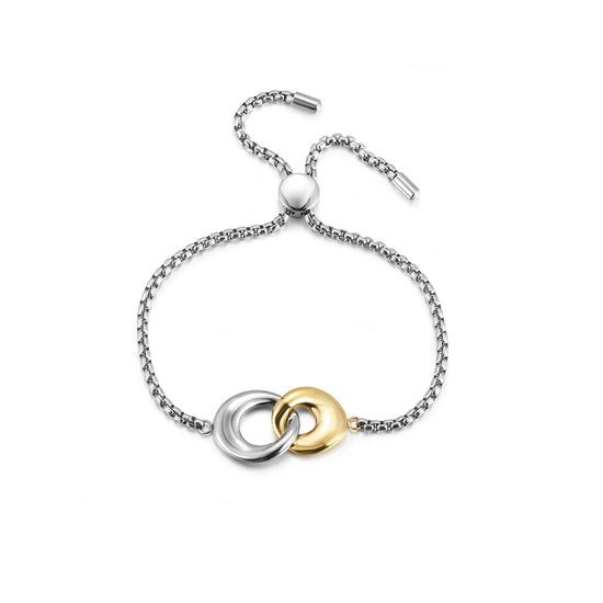 Load image into Gallery viewer, Two Tone Linked Circle Bracelet
