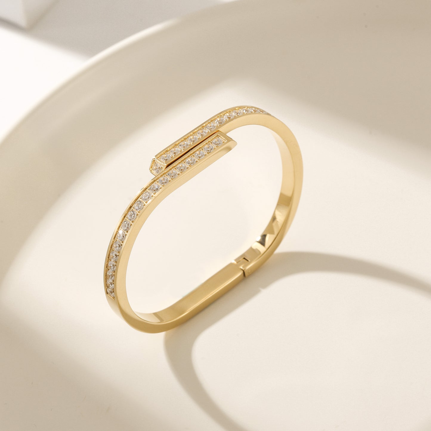 Gold stainless steel zircon bracelet-NSB1890STGCZD-2