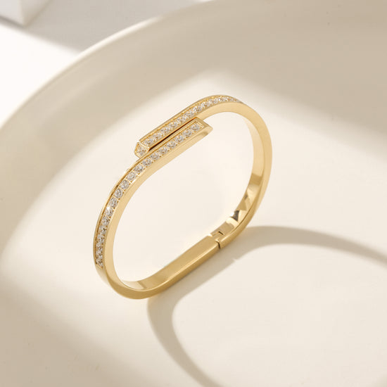 Gold stainless steel zircon bracelet-NSB1890STGCZD-2