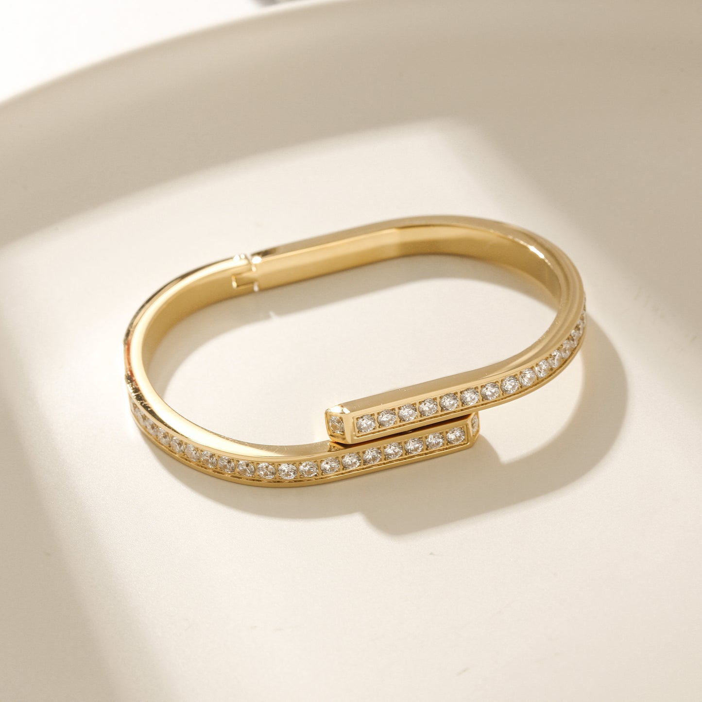 Gold stainless steel zircon bracelet-NSB1890STGCZD-2