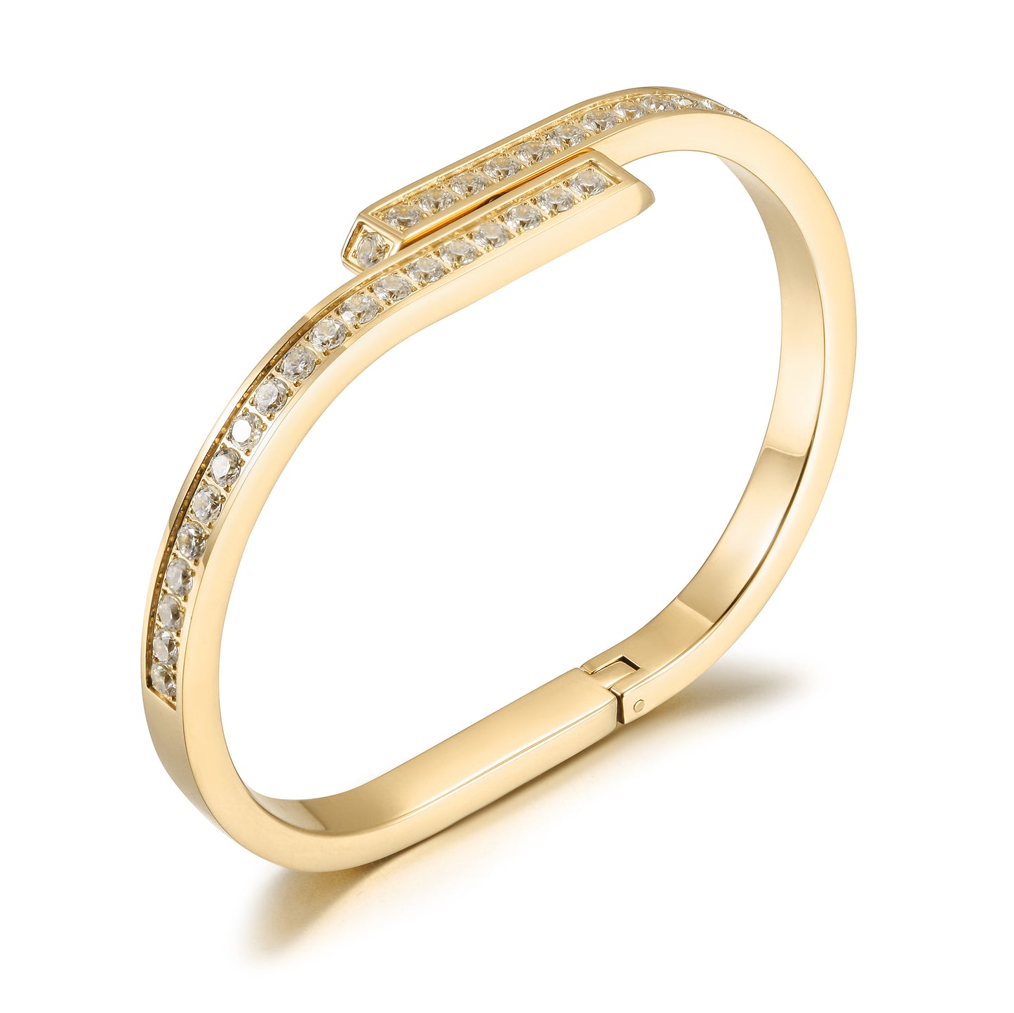 Gold stainless steel zircon bracelet-NSB1890STGCZD-2