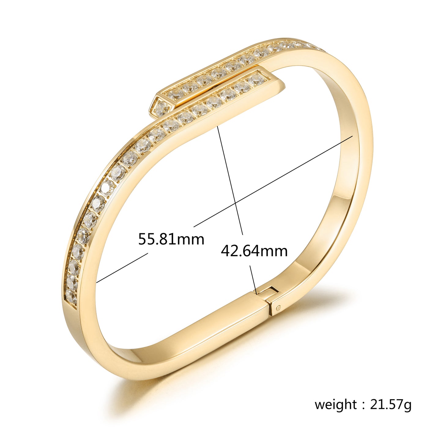 Gold stainless steel zircon bracelet-NSB1890STGCZD-2