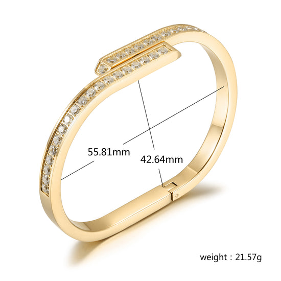 Gold stainless steel zircon bracelet-NSB1890STGCZD-2