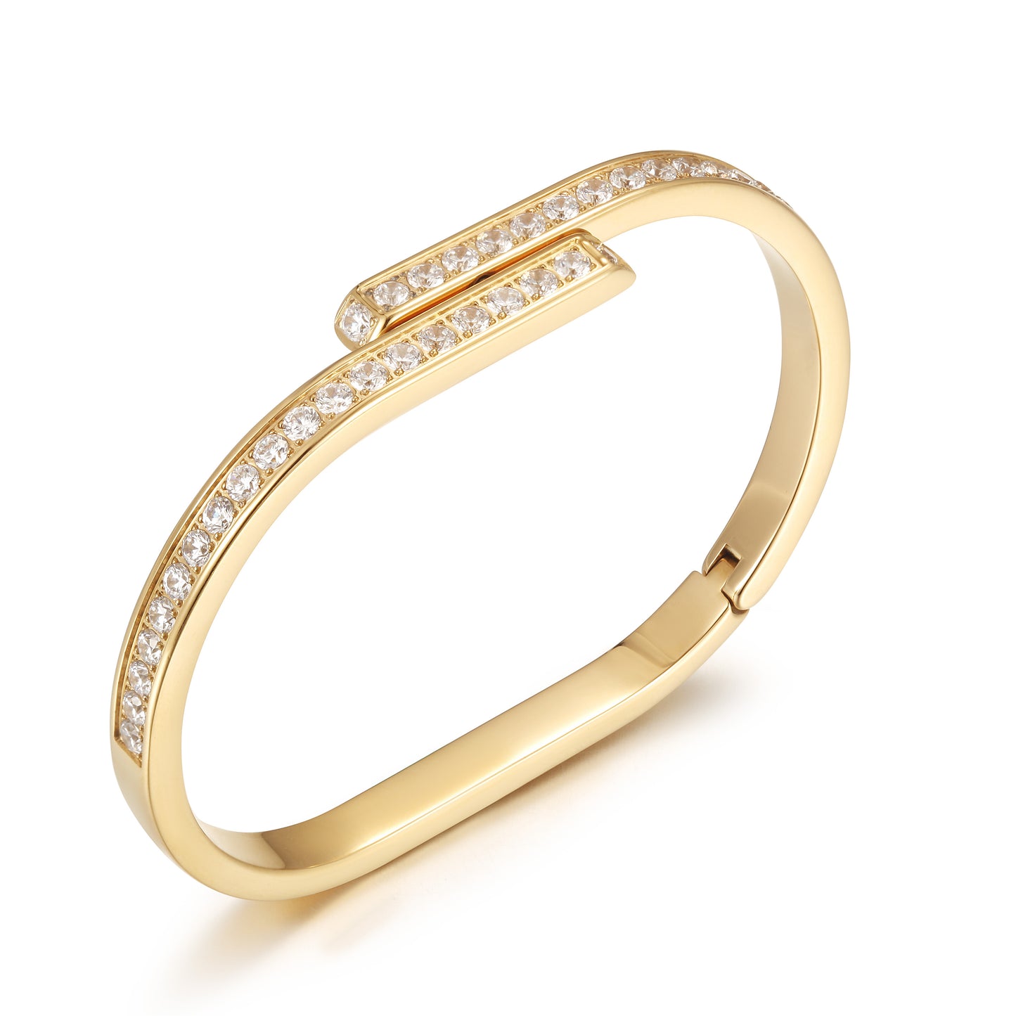 Gold stainless steel zircon bracelet-NSB1890STGCZD