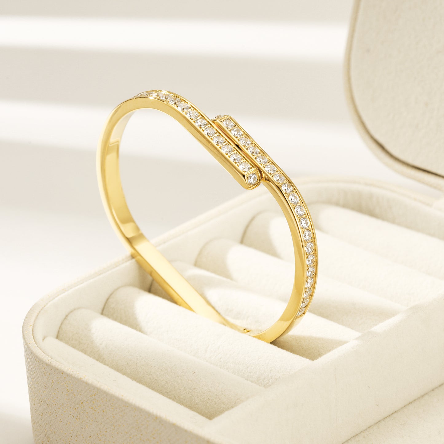 Gold stainless steel zircon bracelet-NSB1890STGCZD
