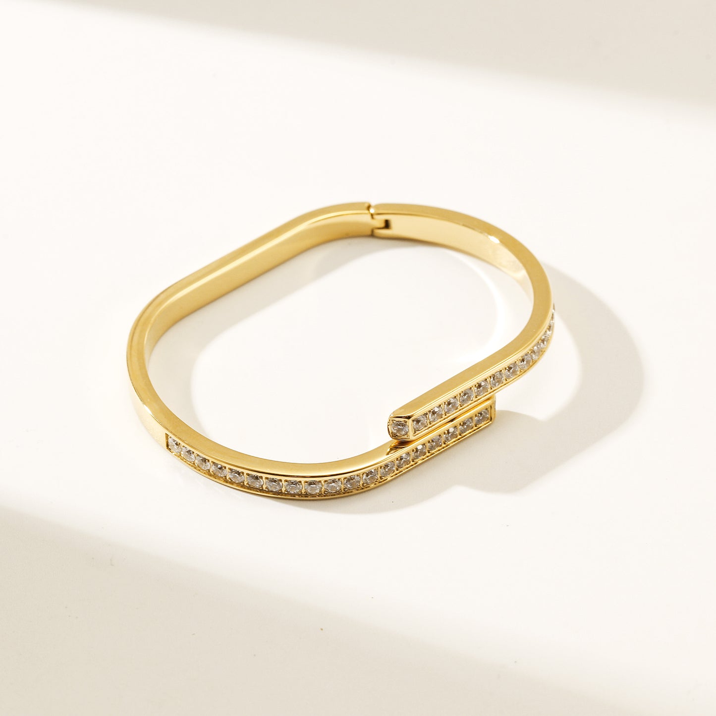 Gold stainless steel zircon bracelet-NSB1890STGCZD
