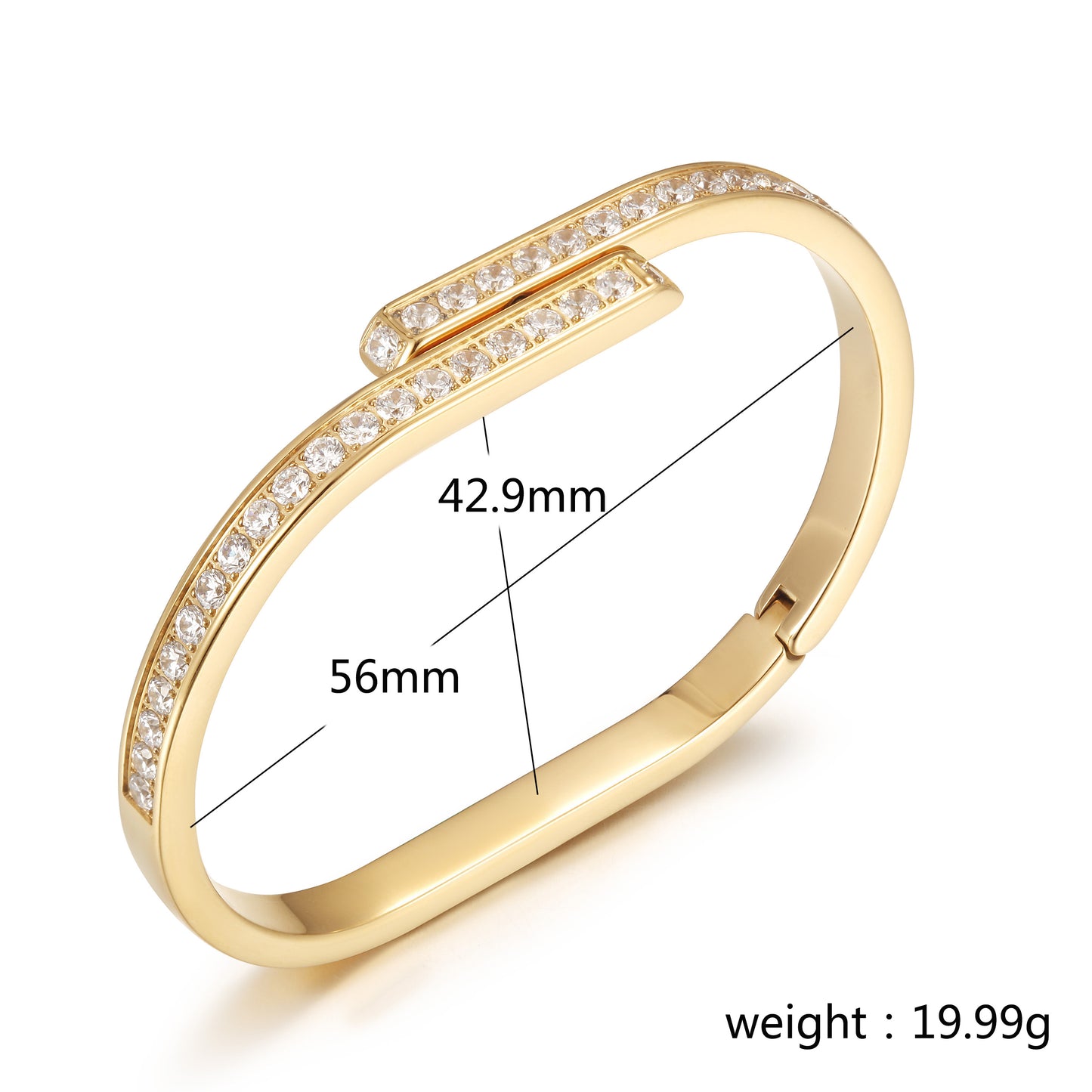 Gold stainless steel zircon bracelet-NSB1890STGCZD