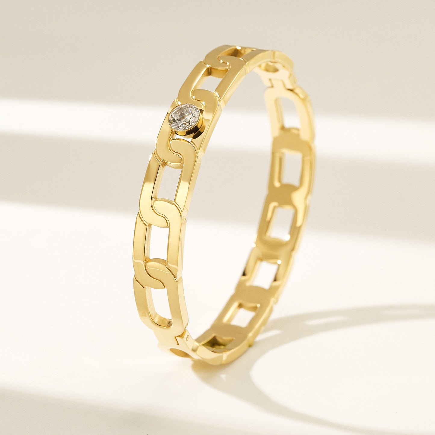 Ring buckle hollow zircon bracelet-NSB1891STGCZD