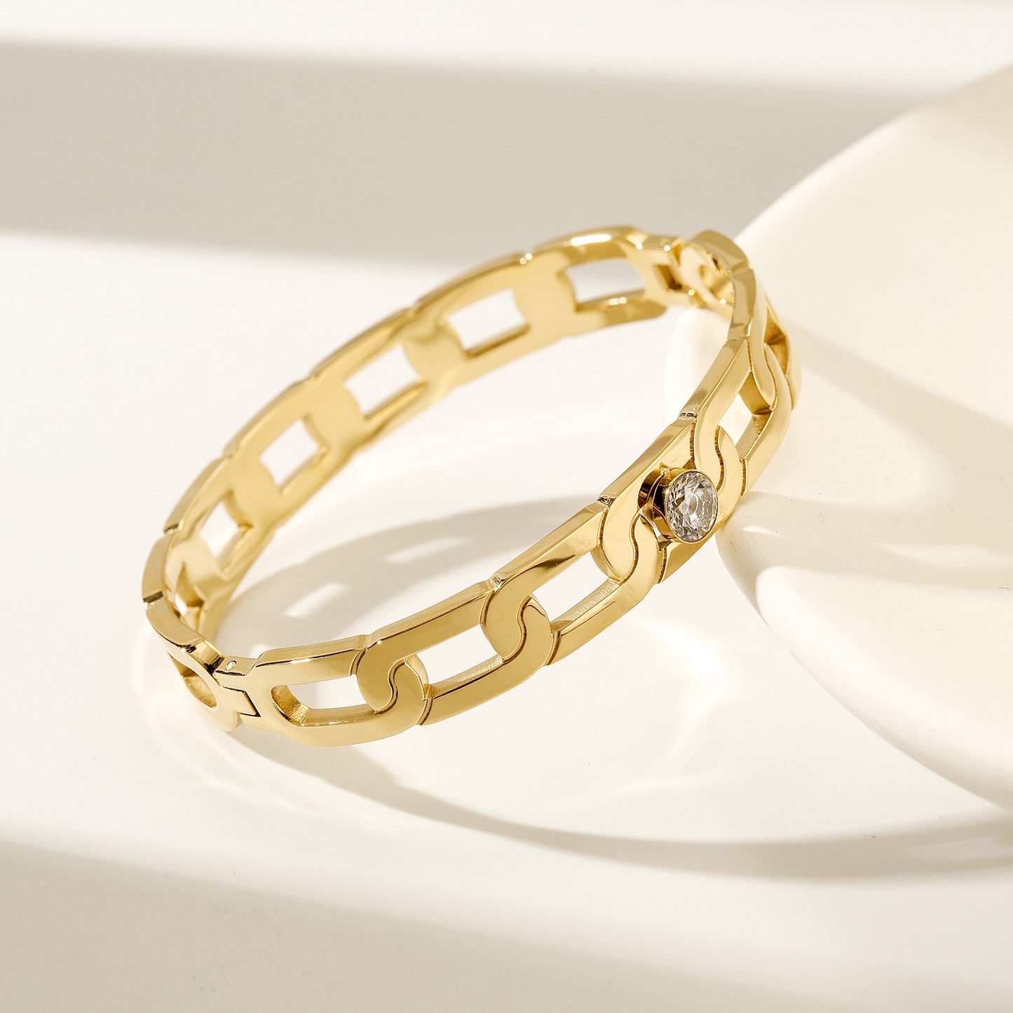Ring buckle hollow zircon bracelet-NSB1891STGCZD