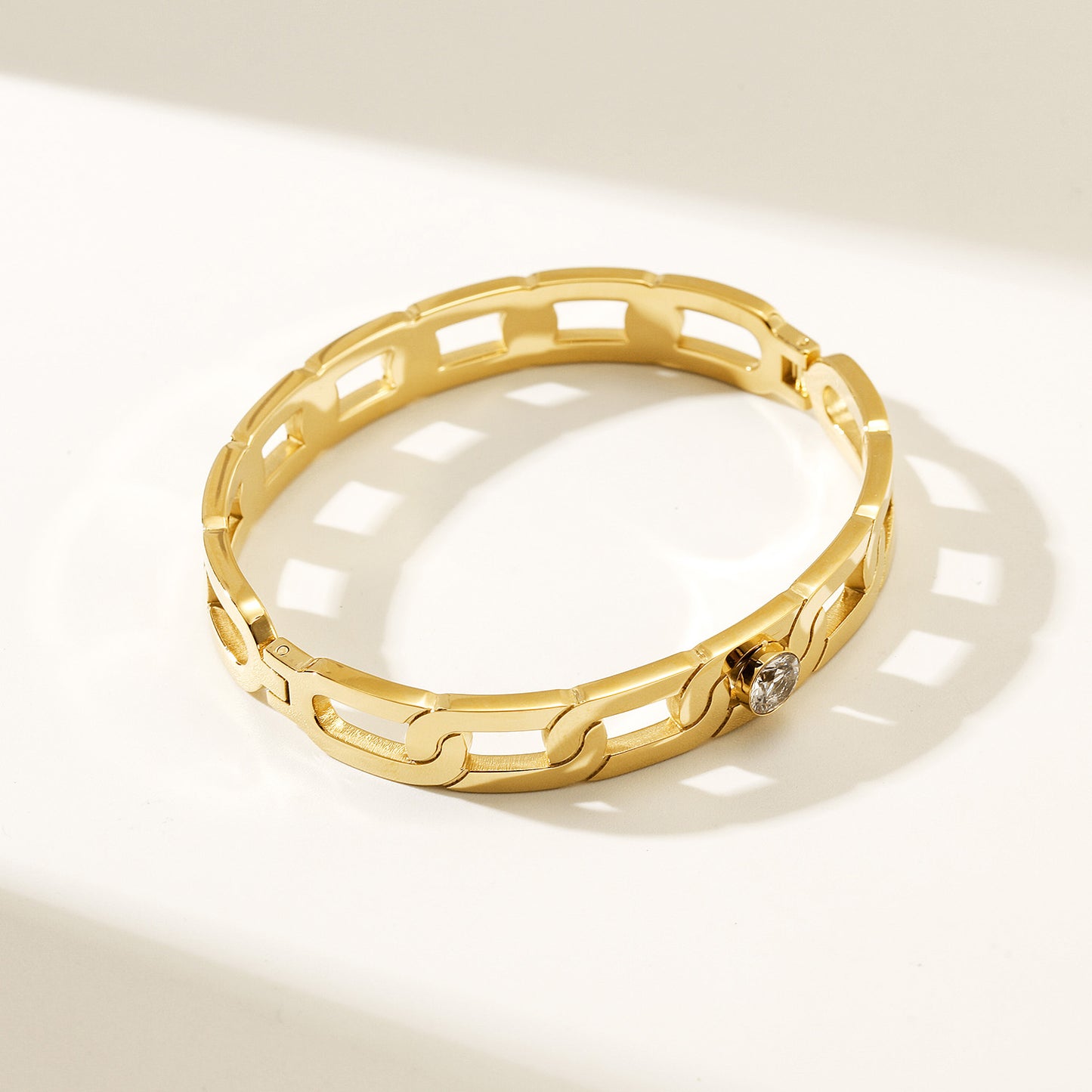 Ring buckle hollow zircon bracelet-NSB1891STGCZD