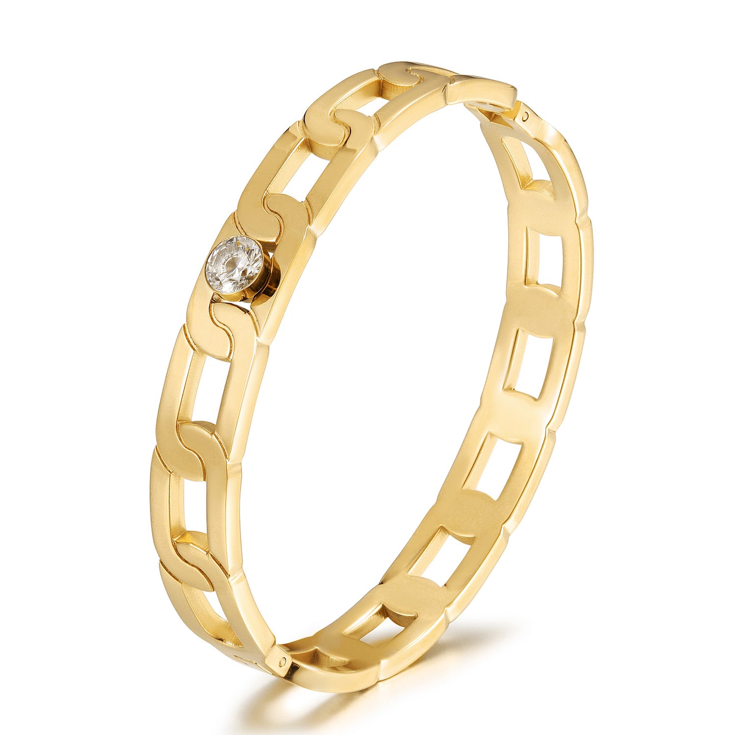 Ring buckle hollow zircon bracelet-NSB1891STGCZD