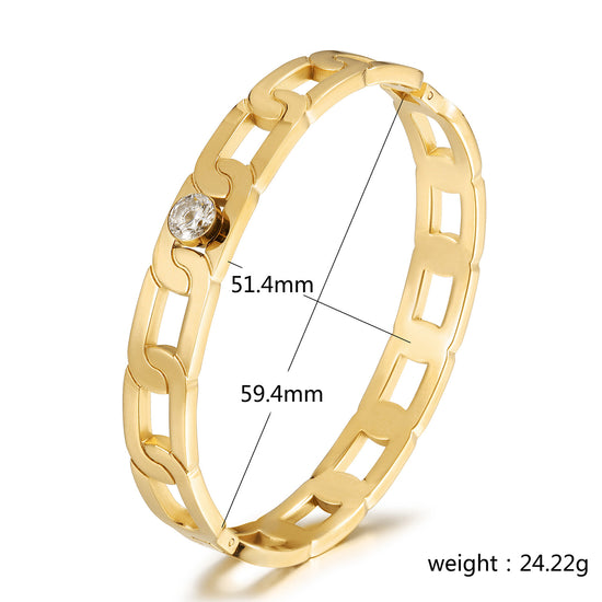 Ring buckle hollow zircon bracelet-NSB1891STGCZD