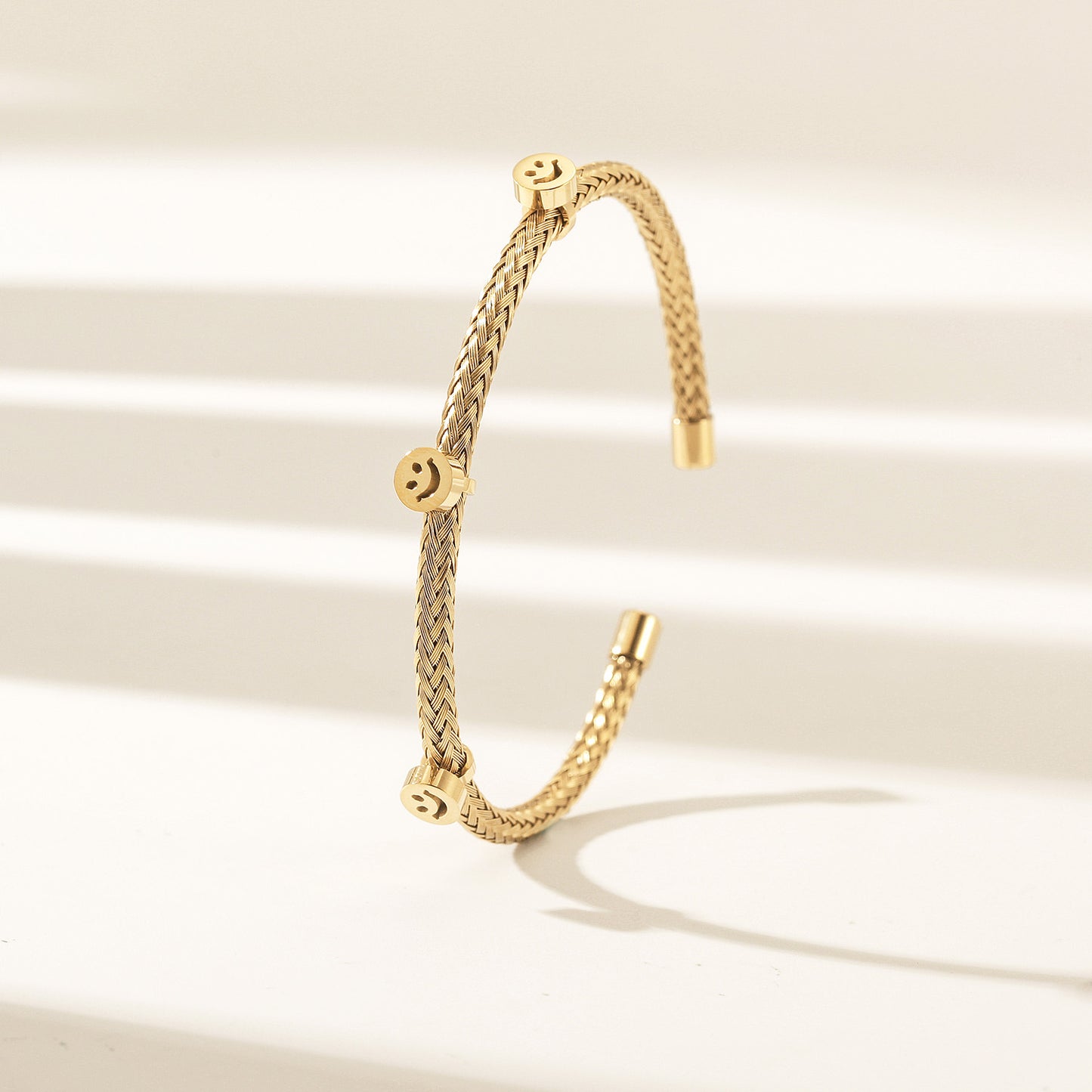 Cable smiley face bracelet-NSB1897STGC