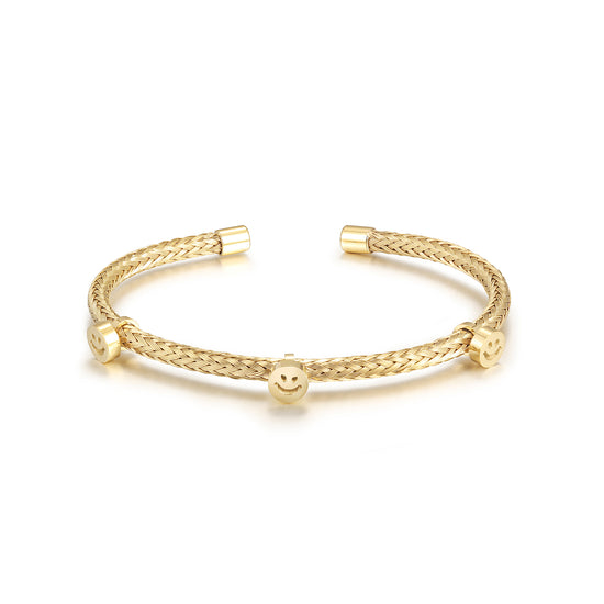 Cable smiley face bracelet-NSB1897STGC