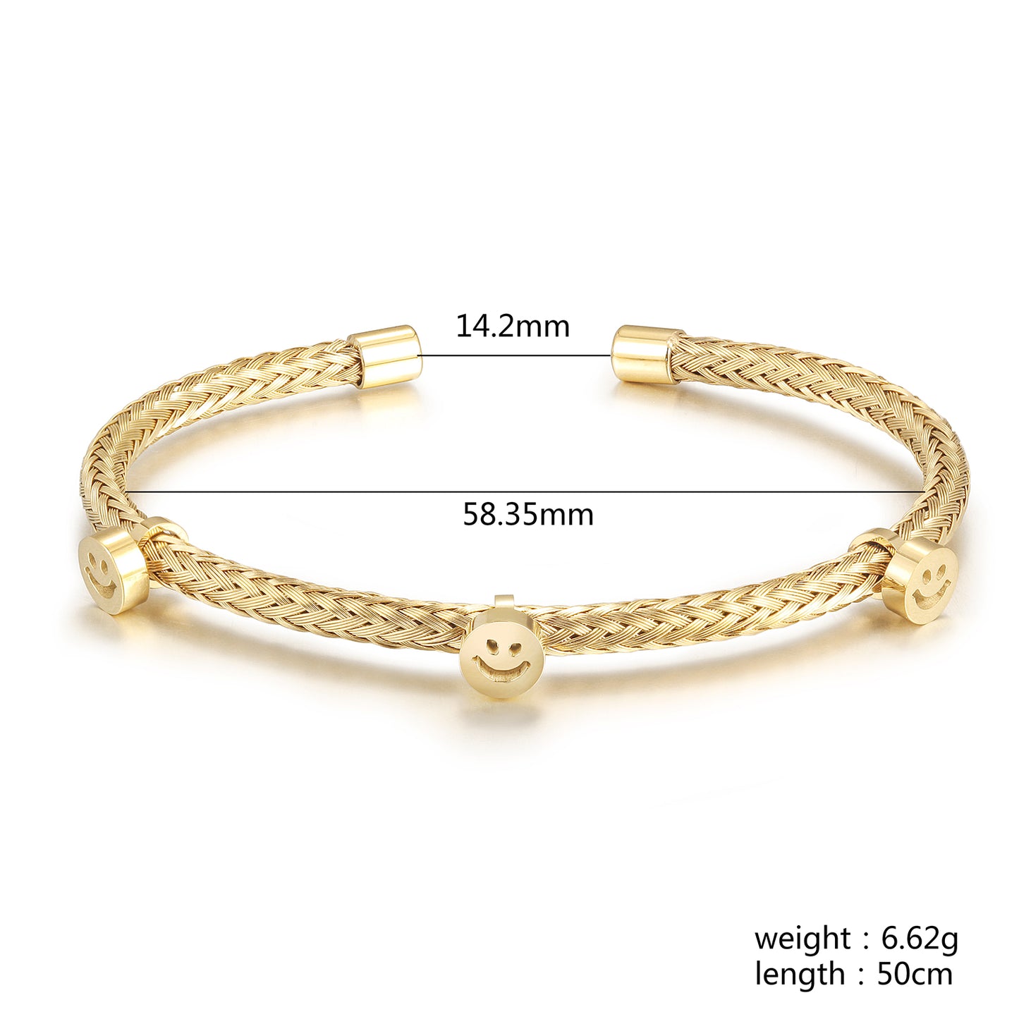 Cable smiley face bracelet-NSB1897STGC