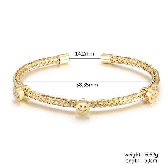 Cable smiley face bracelet-NSB1897STGC