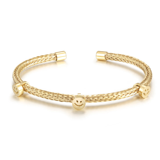 Cable smiley face bracelet-NSB1897STGC