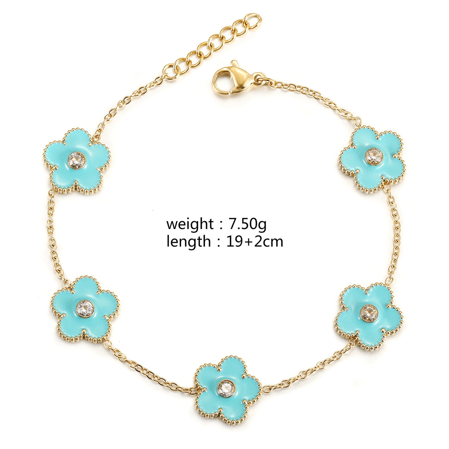Chain Blue Flower Bracelet-NSB1898STGCBU