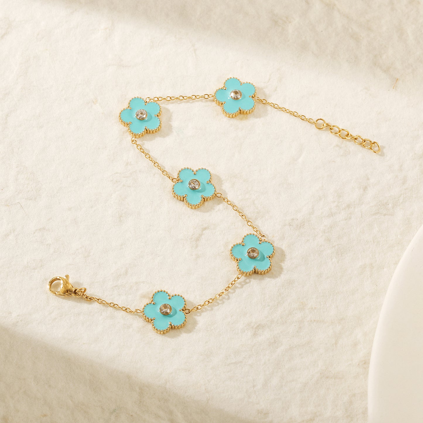 Chain Blue Flower Bracelet-NSB1898STGCBU