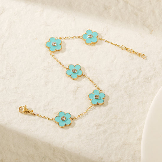 Chain Blue Flower Bracelet-NSB1898STGCBU