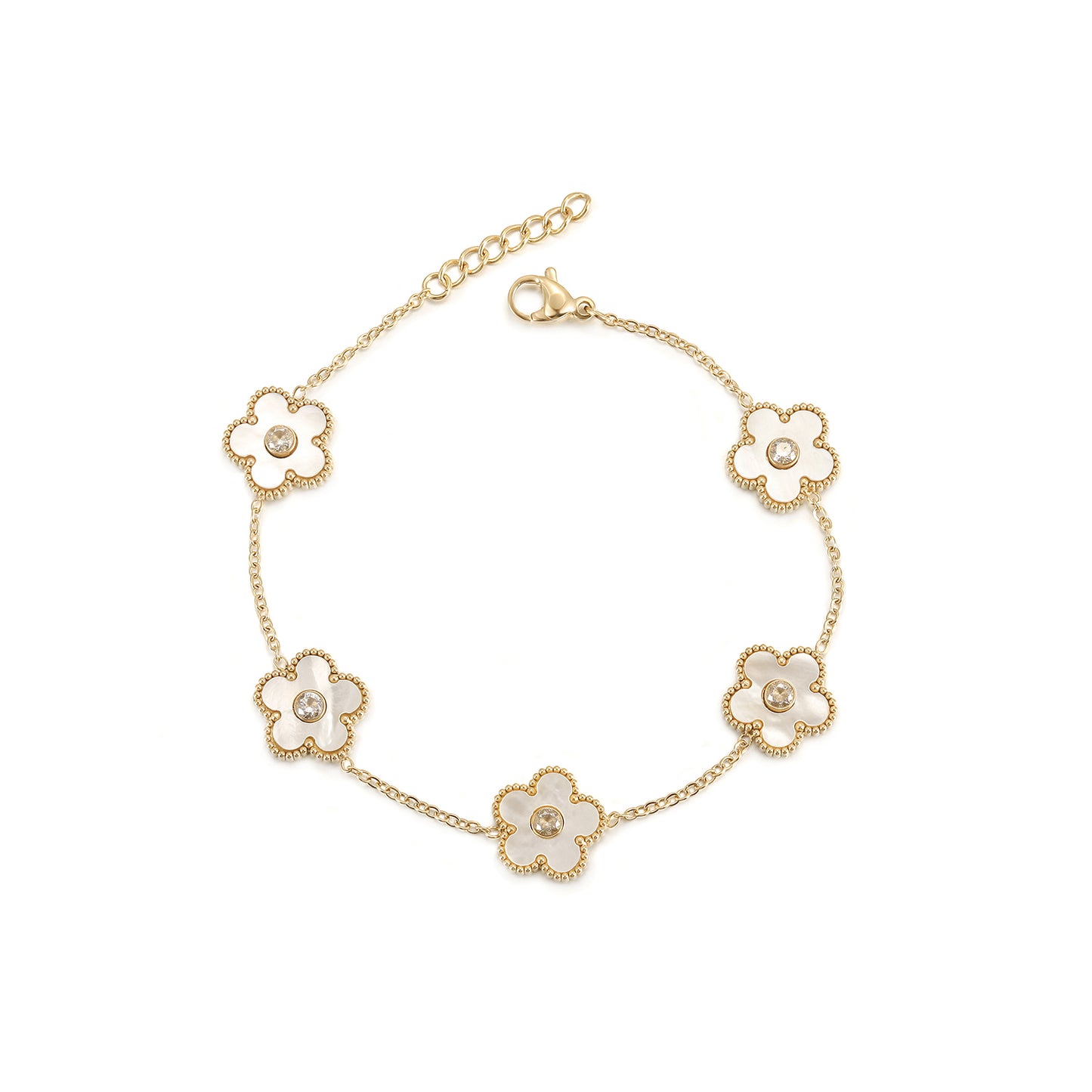 Chain white flower bracelet-NSB1898STGCWT