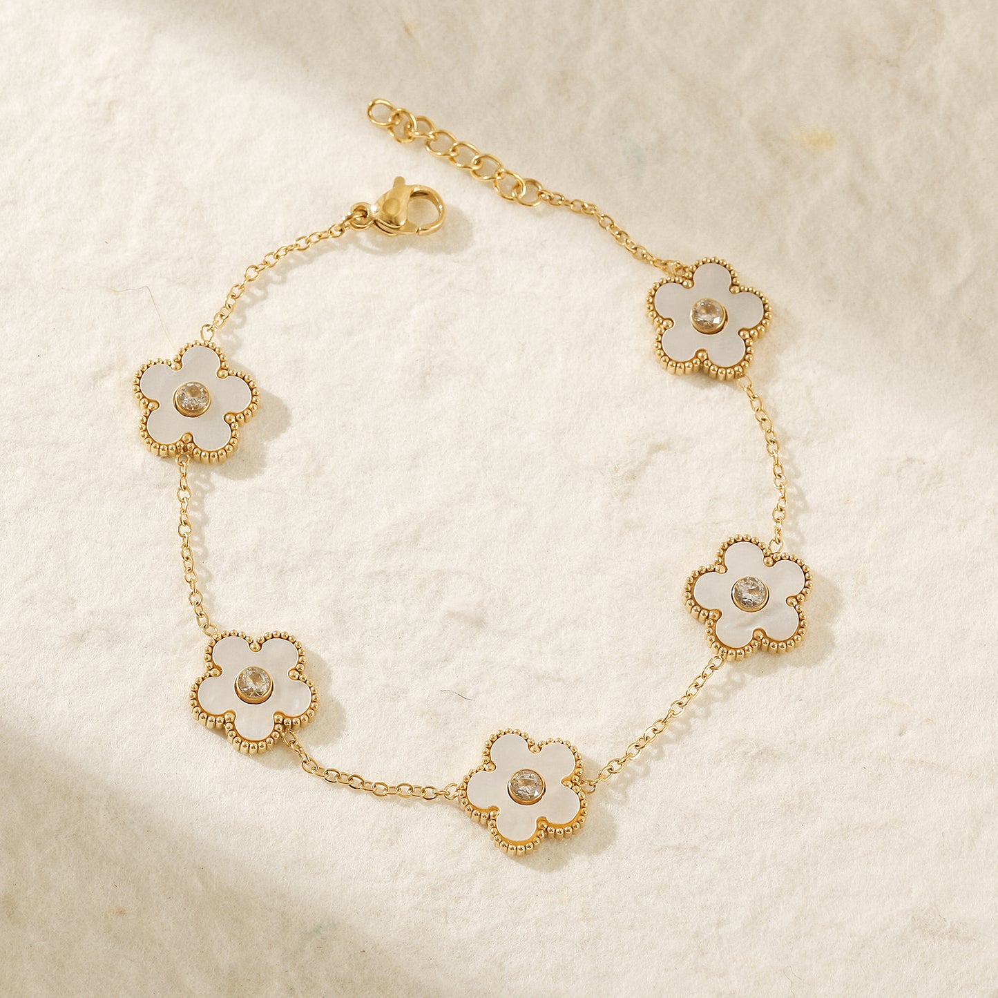 Chain white flower bracelet-NSB1898STGCWT