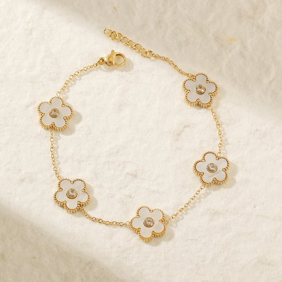 Chain white flower bracelet-NSB1898STGCWT