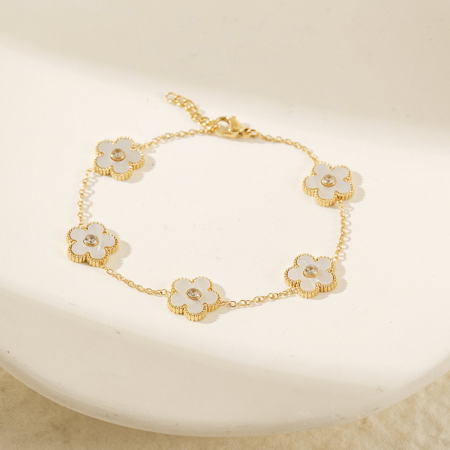 Chain white flower bracelet-NSB1898STGCWT