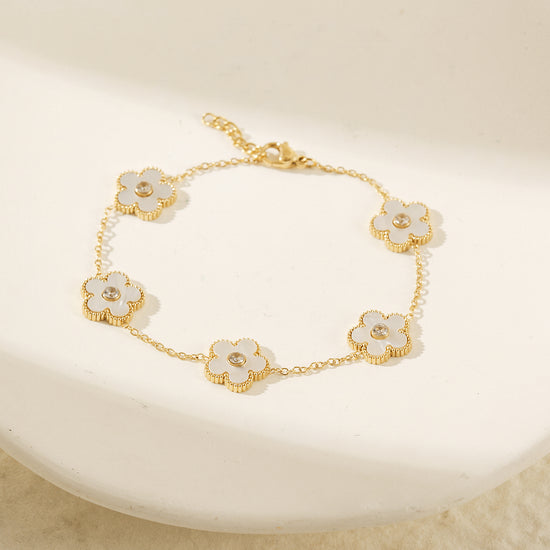 Chain white flower bracelet-NSB1898STGCWT