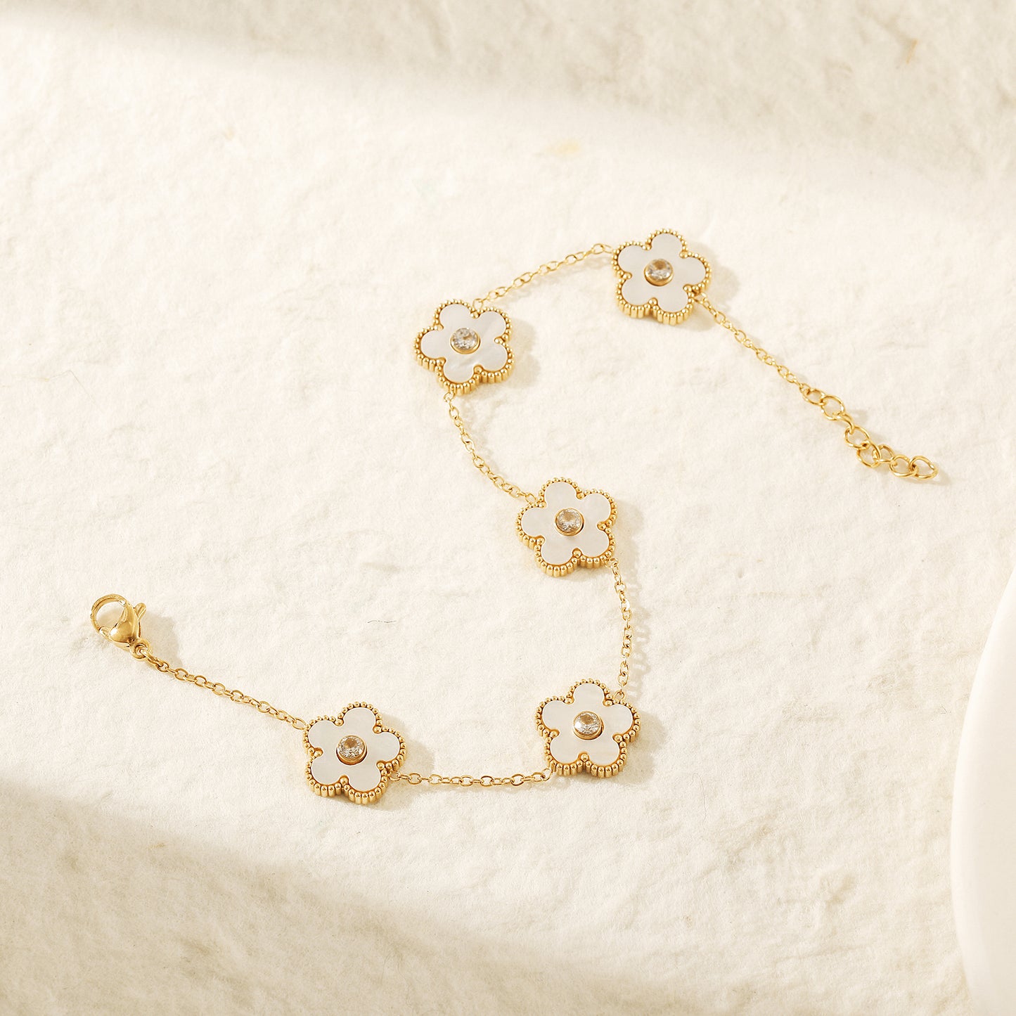Chain white flower bracelet-NSB1898STGCWT