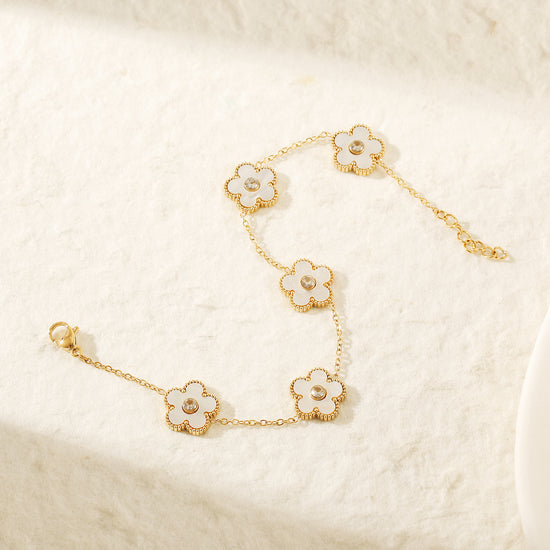 Chain white flower bracelet-NSB1898STGCWT