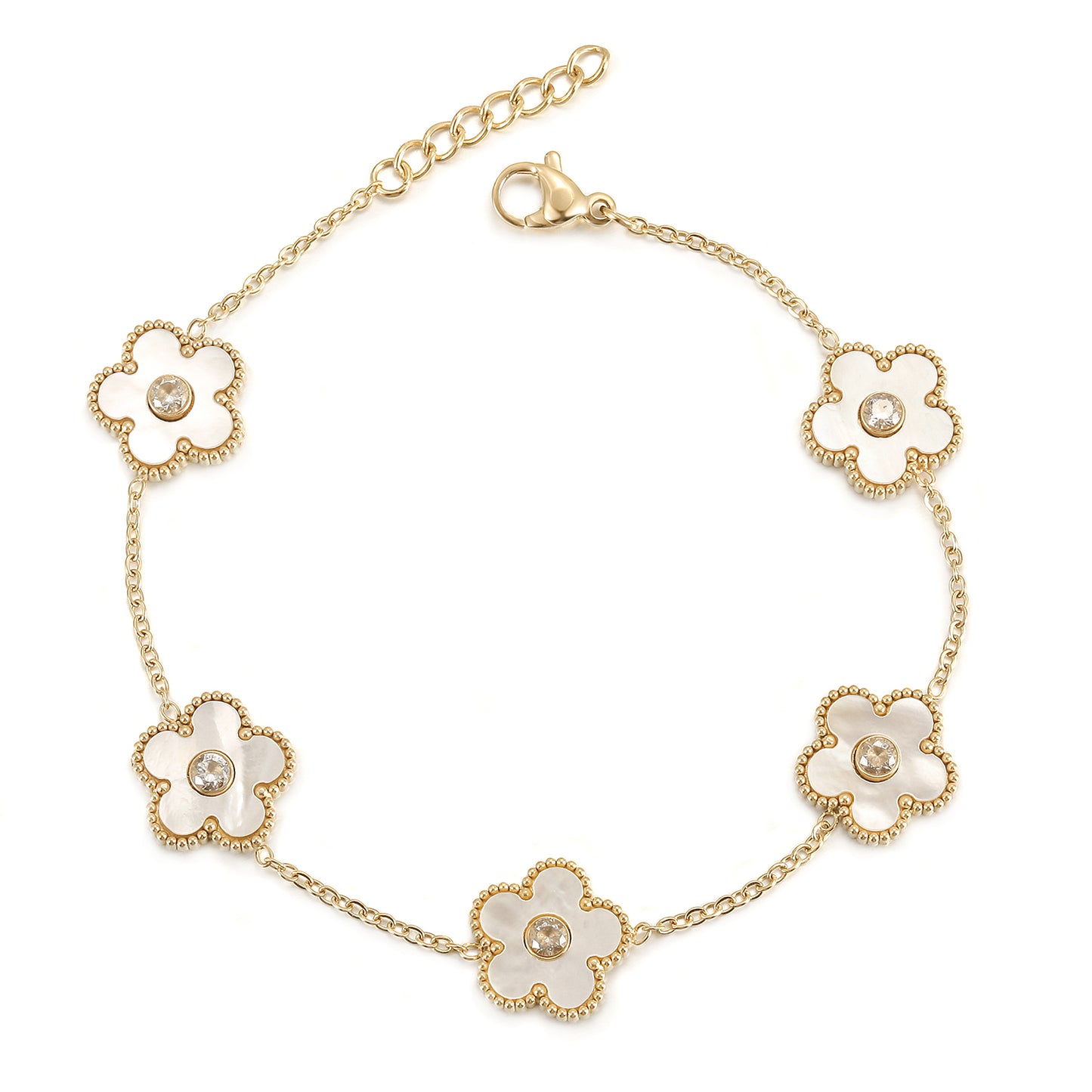 Chain white flower bracelet-NSB1898STGCWT