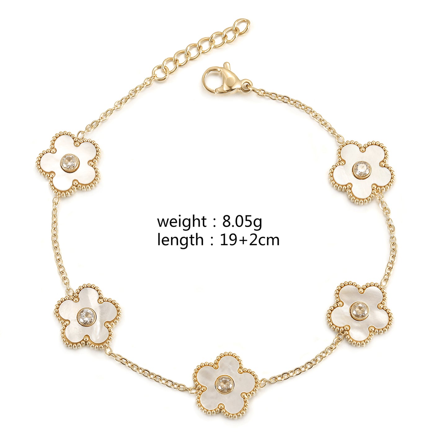 Chain white flower bracelet-NSB1898STGCWT