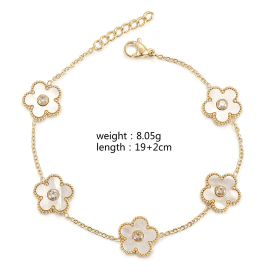 Chain white flower bracelet-NSB1898STGCWT