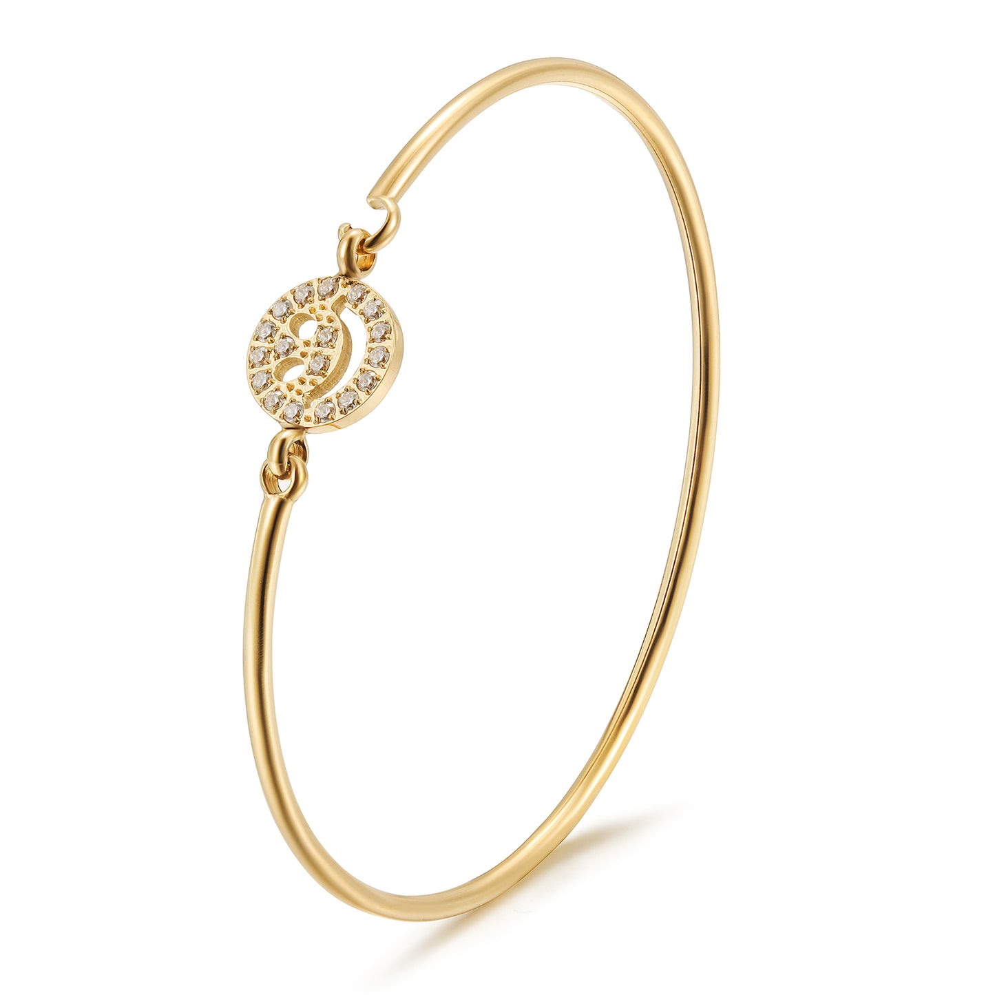 Circle smiley face full diamond bracelet-NSB1904STGCZD
