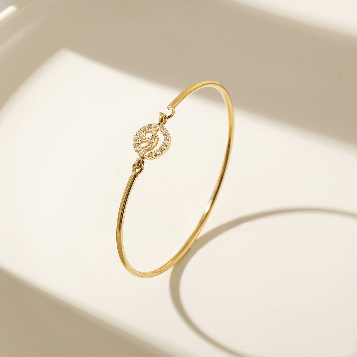 Circle smiley face full diamond bracelet-NSB1904STGCZD