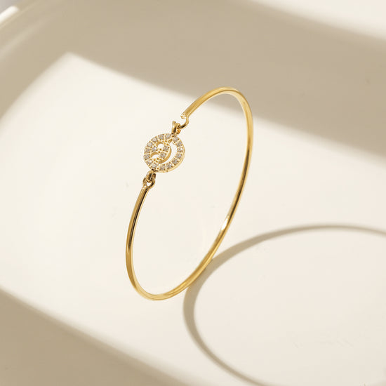 Circle smiley face full diamond bracelet-NSB1904STGCZD