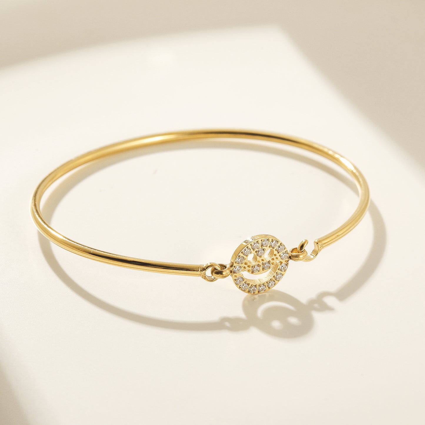 Circle smiley face full diamond bracelet-NSB1904STGCZD