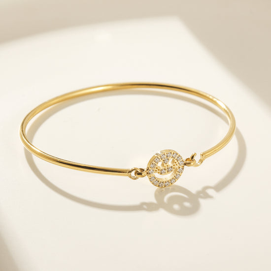Circle smiley face full diamond bracelet-NSB1904STGCZD