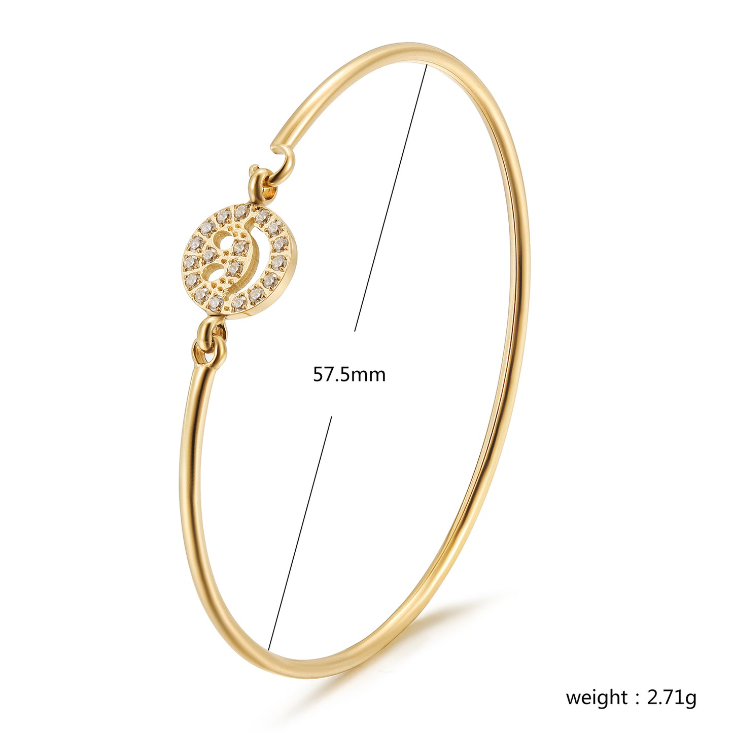 Circle smiley face full diamond bracelet-NSB1904STGCZD