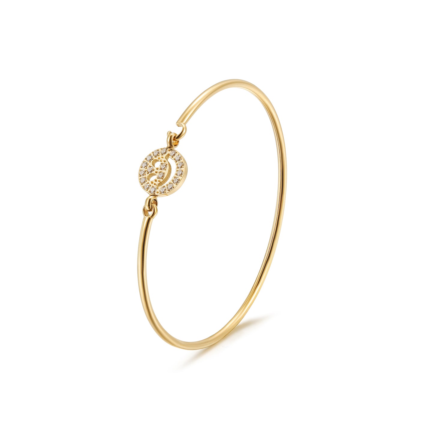 Circle smiley face full diamond bracelet-NSB1904STGCZD