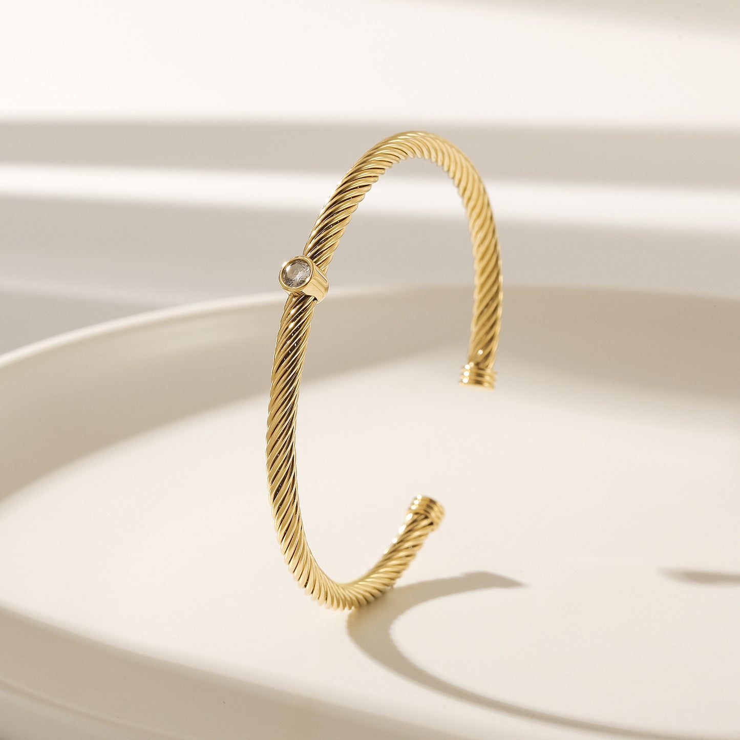 Cable C-shaped zircon bracelet-NSB1905STGC