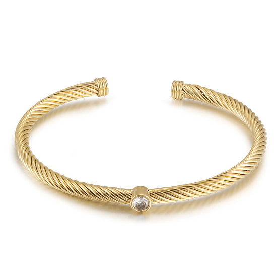 Cable C-shaped zircon bracelet-NSB1905STGC