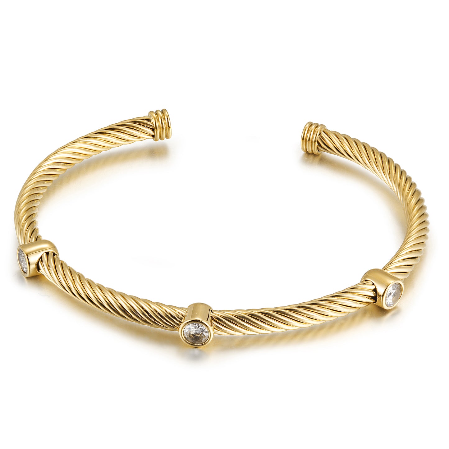 Cable C-type Three Zircon Bracelet-NSB1906STGC