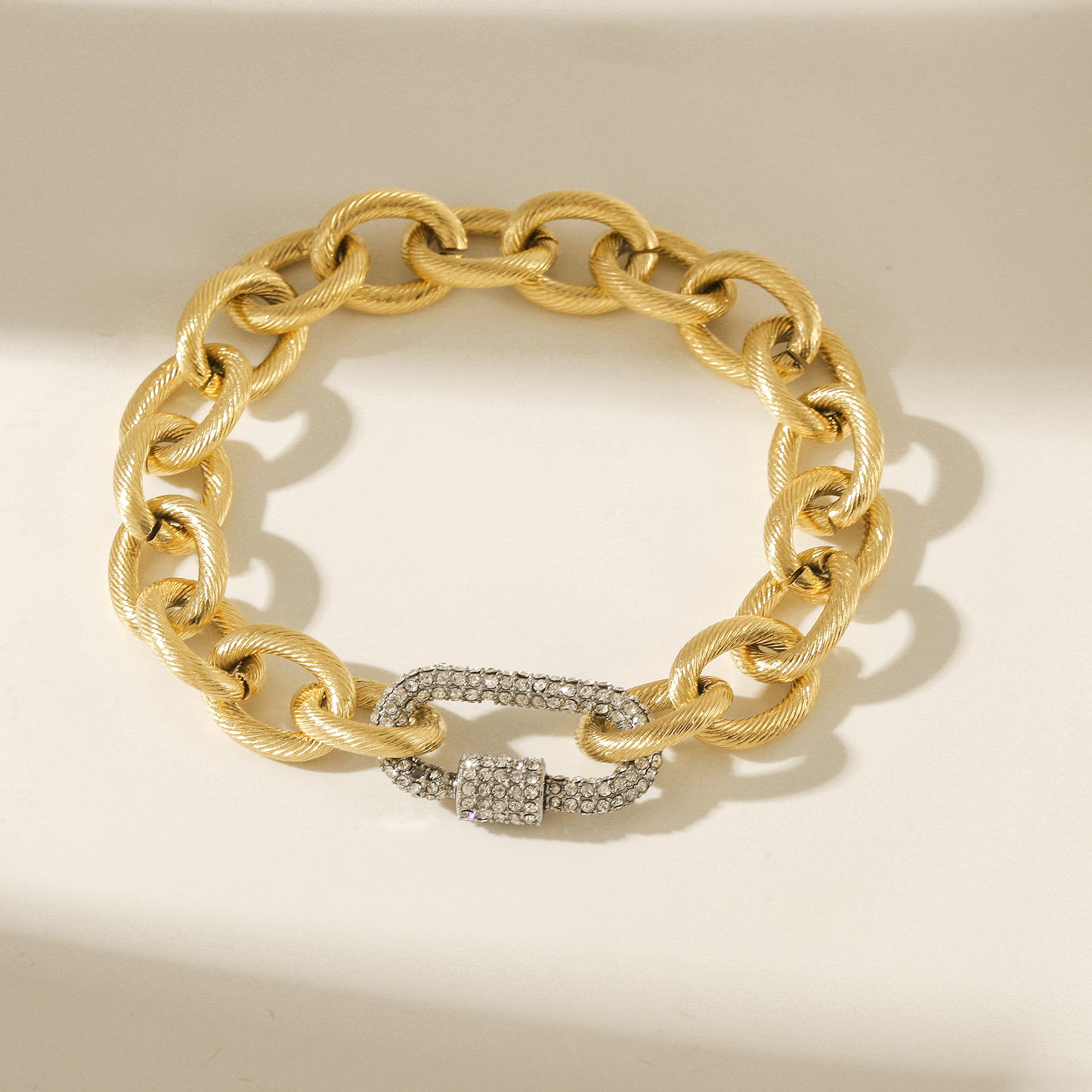 Golden Chain Bracelet-NSB1910STGCWG-8