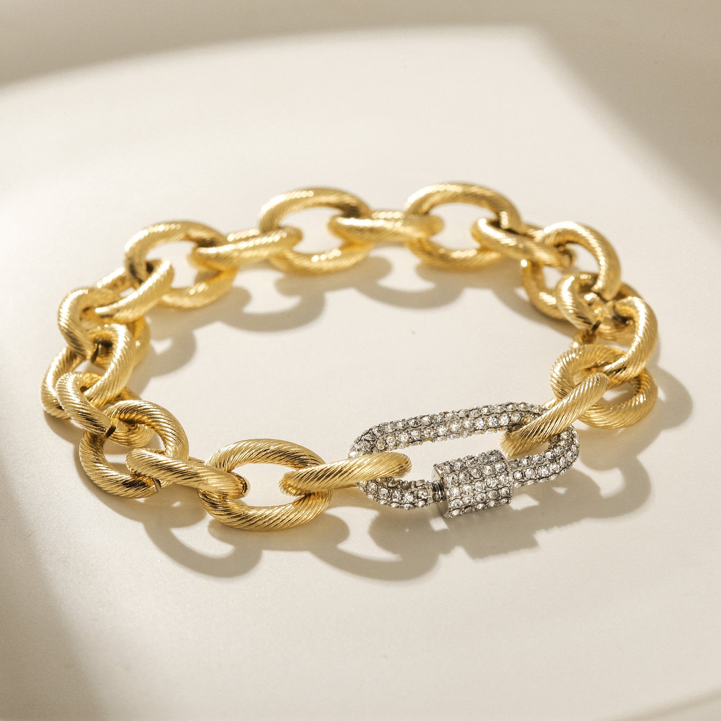 Golden Chain Bracelet-NSB1910STGCWG-8